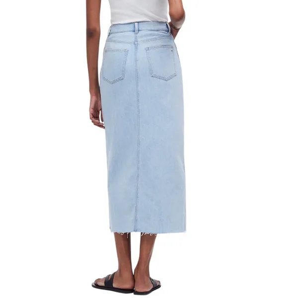 NWT Madewell Women's Rilee Denim Midi Skirt Front Slit Light Wash Blue Size 25‎ - Image 2