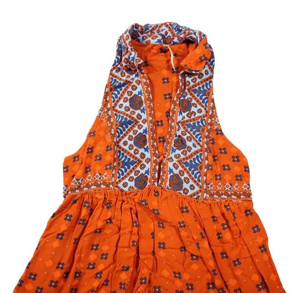 Free People Orange Blue Floral Geometric Sleeveless Tunic Top Festival Southwest - Image 2