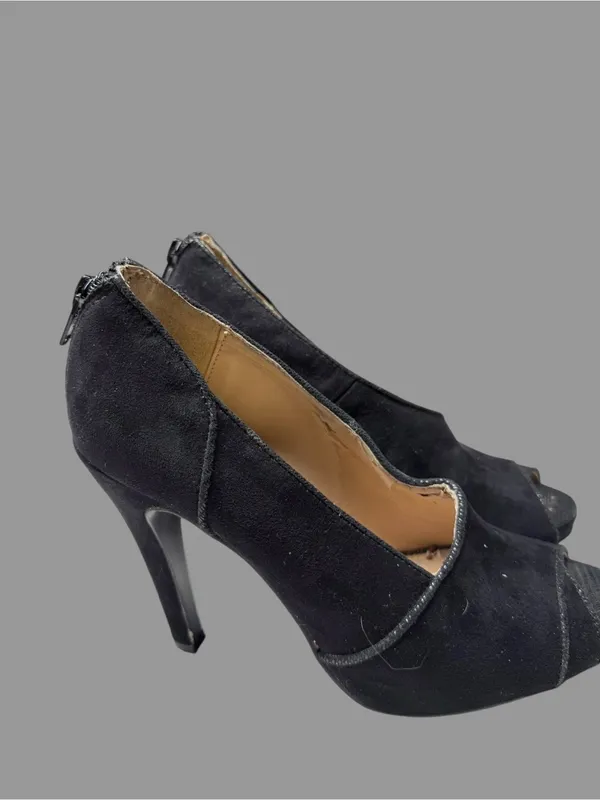 Nine West Black Suede Peep-Toe Stiletto Heels - Image 3