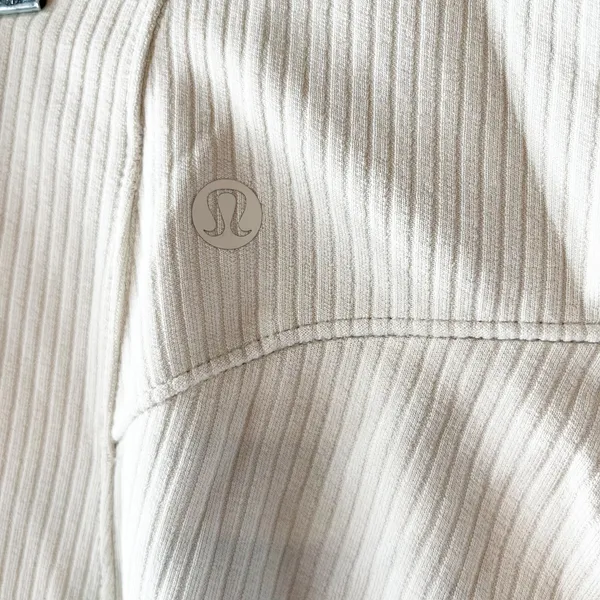 Lululemon Ribbed Softstreme Zip-Leg High-Rise Cropped Pants 25" Bone Cream 4 - Image 7