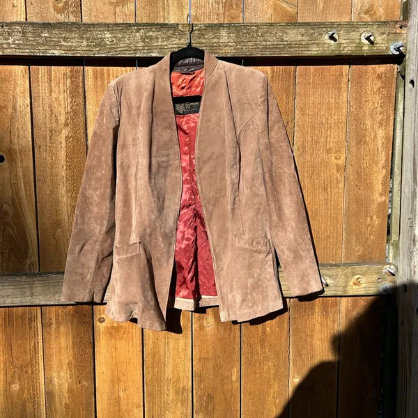 Vintage AMI Tan Suede Blazer Jacket size 16‎ fall winter aesthetic hipster warm - Image 2