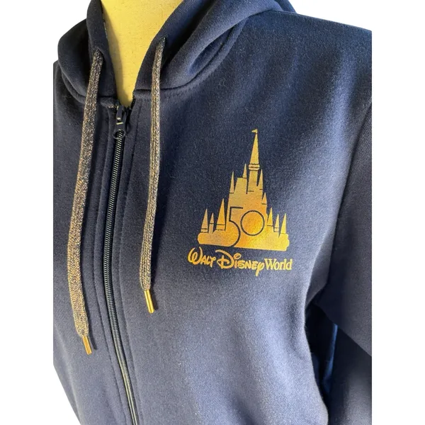 Disney Walt Disney World 50th Women's L Full Zip Hooded Graphic Fleece Hoodie - Image 5