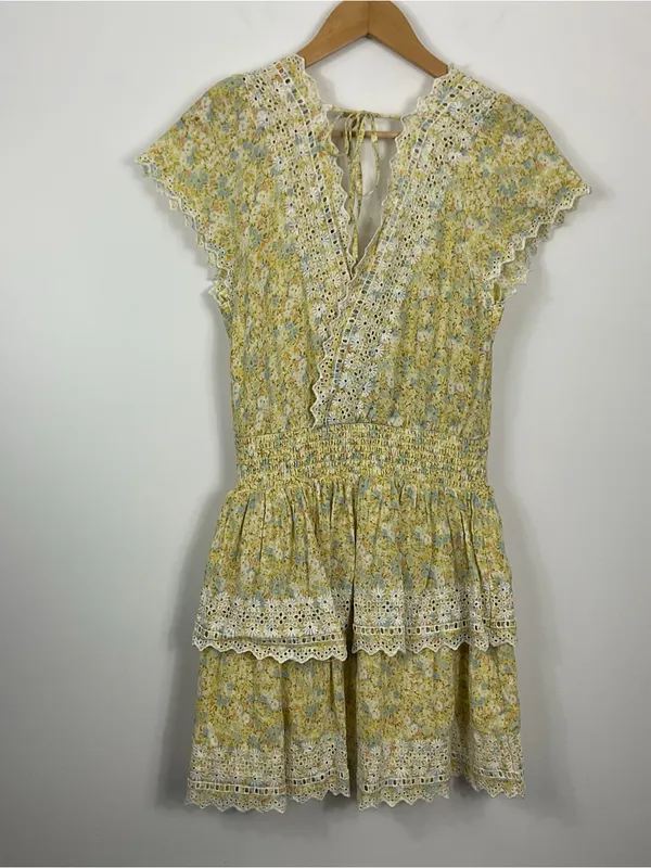 American Eagle Floral Lace Eyelet Mini Dress Womens Size Medium - Image 3