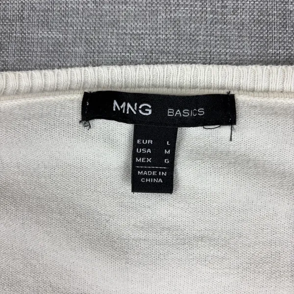 MNG BASICS Cardigan Sweater Womens M White V Neck Button Knit Mango - Image 2