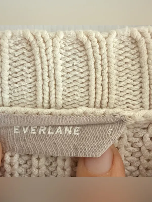 Everlane The Texture Cotton Crewneck Knit‎ Sweater Jumper Cream size Small - Image 4