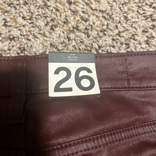 GAP Vintage Slim Mid Rise Coated Pants‎ Burgundy Bootcut Size 26 - Image 8