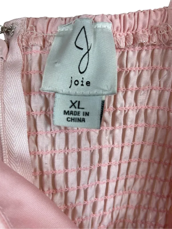 Joie Bridgerton Cottagecore Pink Floral Midi Dress Tie Shoulder Tea Party XL NWT - Image 4