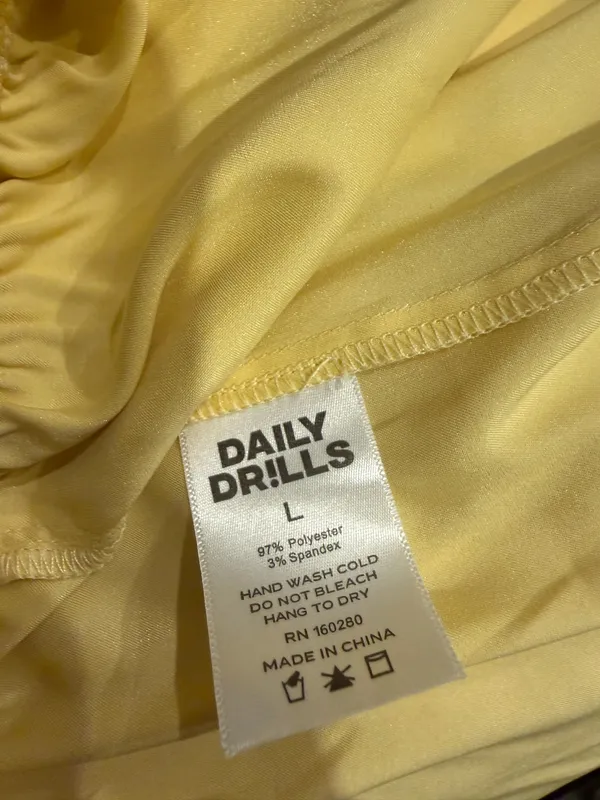 Daily Drills Butter Yellow Satin Shorts - Image 3