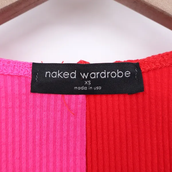Naked Wardrobe Pink Red Colorblock Ribbed Racerback Midi Dress XS - Image 4