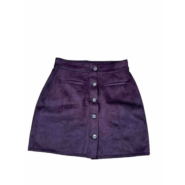 Maurice's Faux Suede Brown Mini Button Front‎ Women Skirt Sz 8 - Image 6