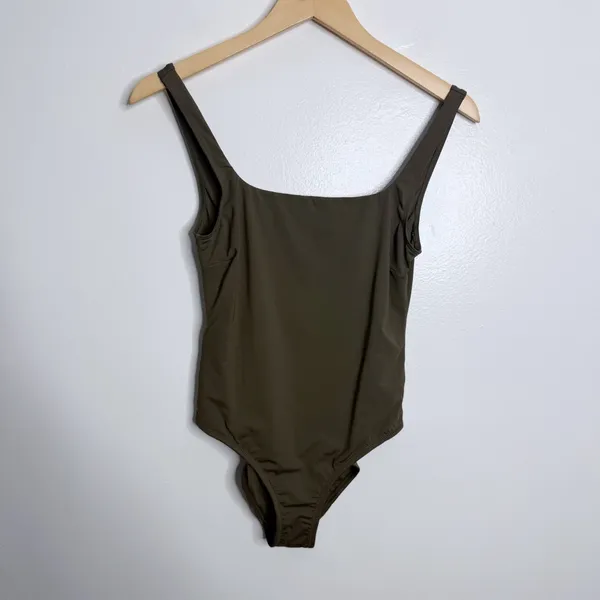 NWT Massimo Dutti One Piece‎ Swimsuit Straight Neckline Olive Green Size Small - Image 3
