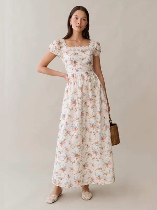 NWT few moda andi cotton dress size 4 sorella vintage bouquet floral maxi lace - Image 6