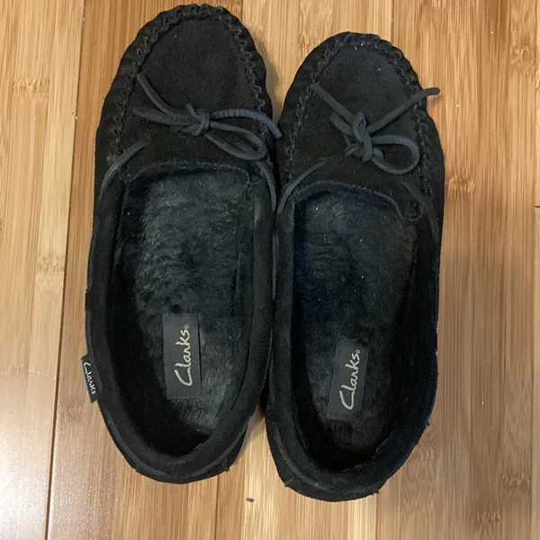 Clarks Leather Upper Moccasin Black Women’s Size 9 Medium Shoes Black Color - Image 2
