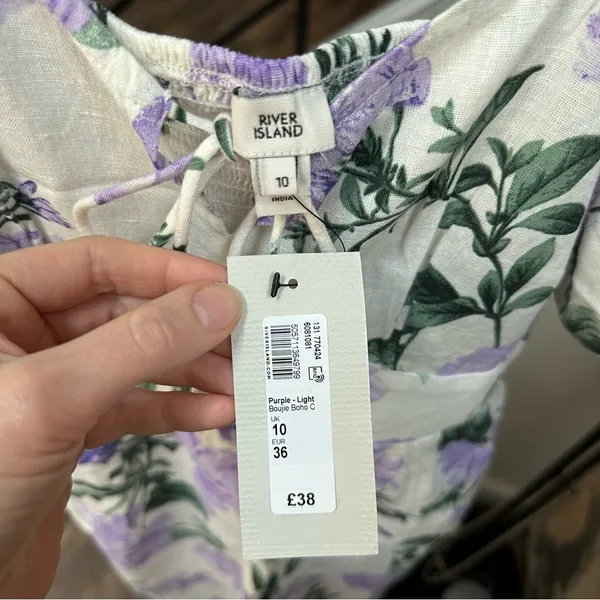 River Island floral midi dress in light purple size S (US 6) - Image 5
