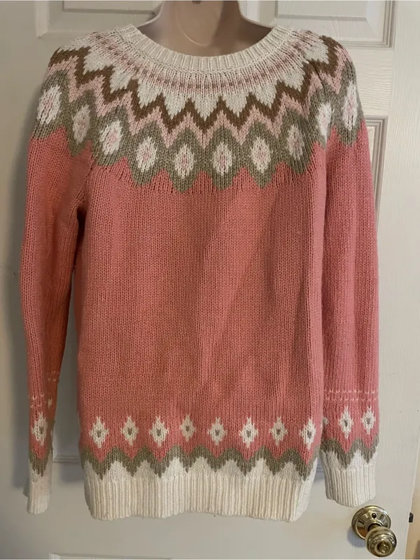 Talbots Cozy Pink Fair Isle Women's Sweater - Image 2