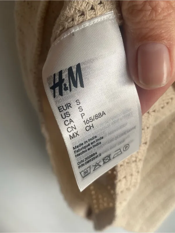 H&M cream woven crochet tank top boho western beach summer small - Image 7