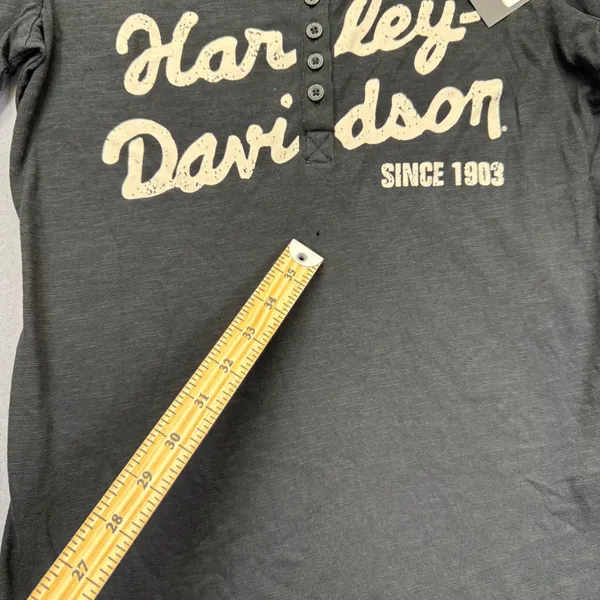 Harley-Davidson Womens Black Henley‎ Long Sleeve Graphic Tee Size M NOTE - Image 3