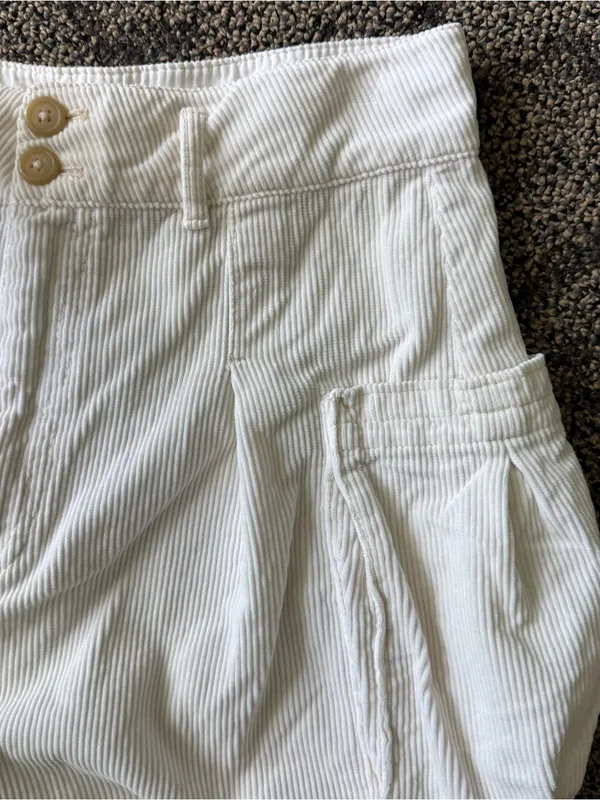 Free People Canyon Moon White Corduroy Cargo Shorts 100% Cotton - Image 3