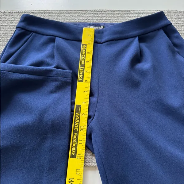 Express Navy Blue Pull On Pleated Wide Leg Dress Pants Trousers Size 6 Long - Image 7