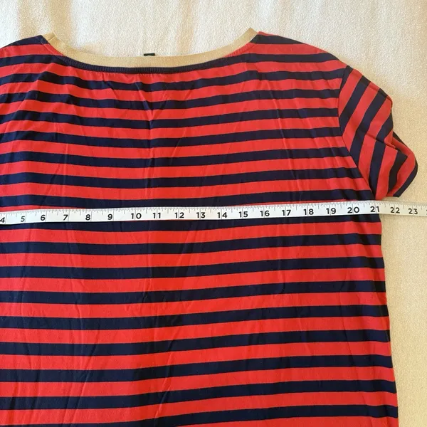 Lauren Ralph Lauren Women’s Top Sz LG Red Navy‎ Stripe Gold Buttons Equestrian - Image 8