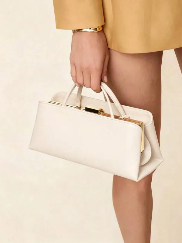Ivory off white Cream Top Handle purse Bag (2 exchangeable strap lengths) - Image 6