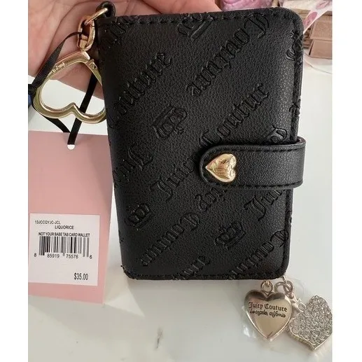 Juicy‎ Couture Not Your Babe Tab Card Wallet Black Licorice Keychain Charms - Image 4