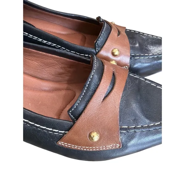 Johnston & Murphy Women's Leather Loafer Heels Black Brown Two Tone pointed 9 - Image 2
