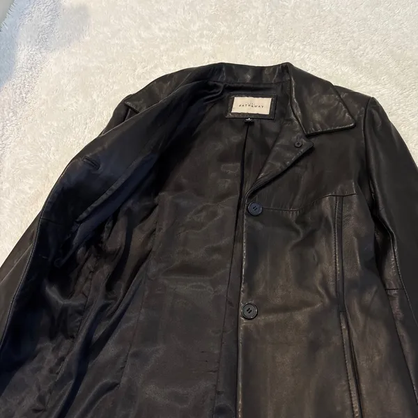 VTG 90s Lady Hathaway Womens Black Leather Jacket S Grunge Emo Classic College - Image 5