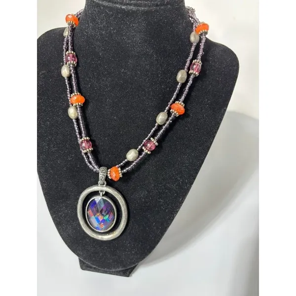 Laura Ashley Necklace Beaded Chocker Metal Silver Colored Boho‎ - Image 2