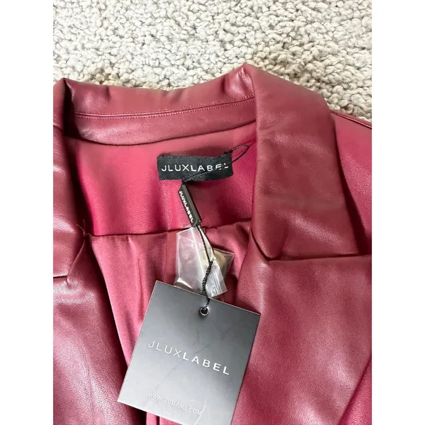 JLUXLABEL Burgundy Faux Leather Single Button Blazer Jacket NWT Burgundy Wine - Image 2