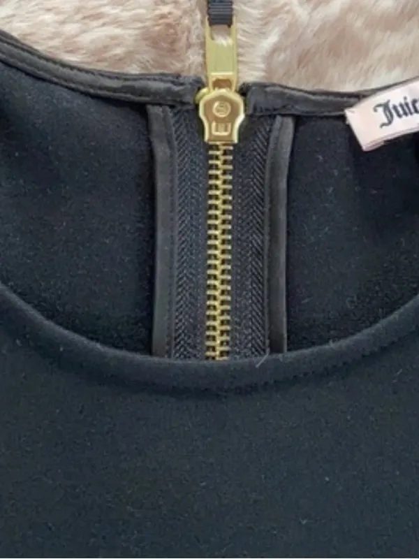 Juicy Couture Pointe Dress Mini black dress XS Vintage gold zipper in back - Image 5