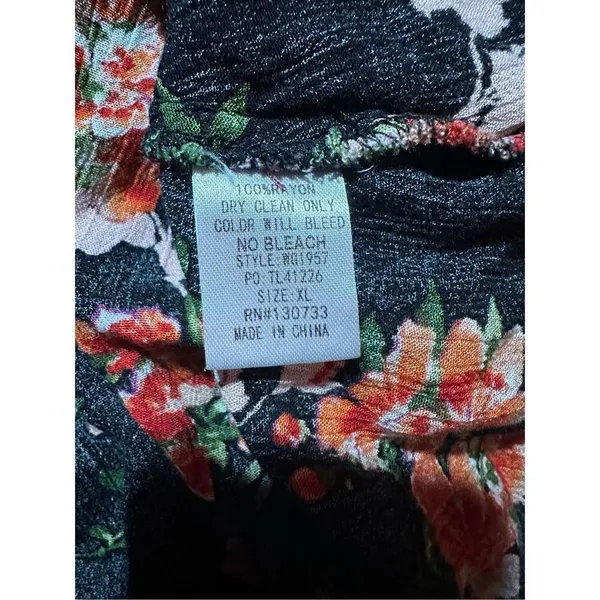 Umgee black‎ red floral tunic bell sleeves cottagecore sz XL - Image 7