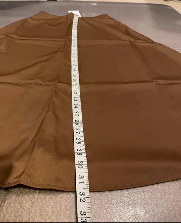 Zara a-line brown midi satin hair Skirt Size M - Image 5