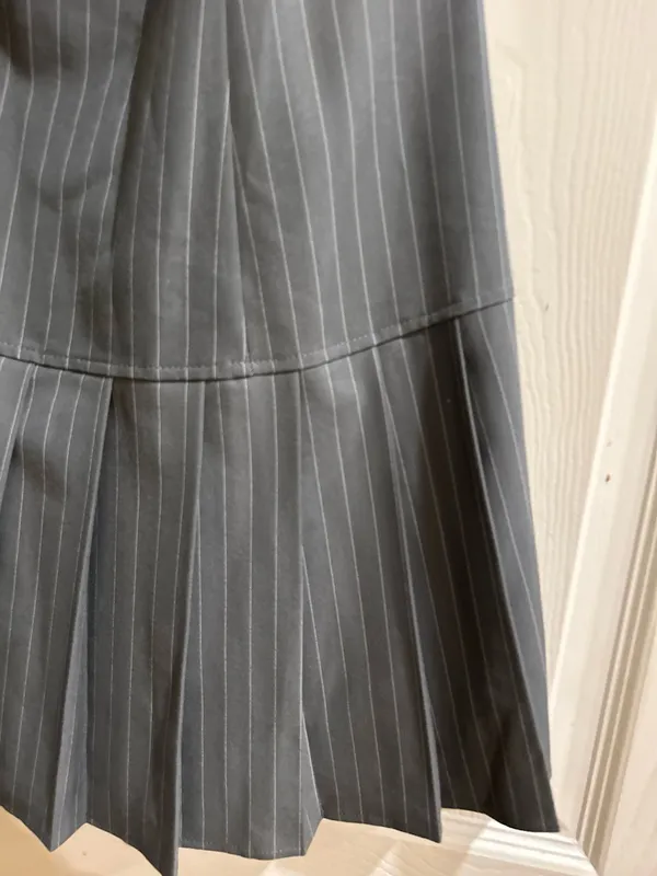 Sincerely Jules Pinstripe Pleated Drop-Waist 90s Vintage Aesthetic Mini Dress L - Image 8