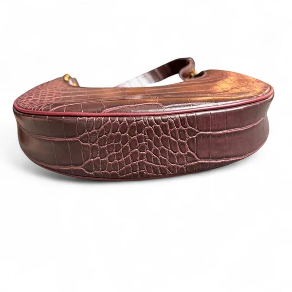 JW PEI Carly Saddle Bag Brown Croc Vegan Leather Shoulder Bag Gold Hardware - Image 5