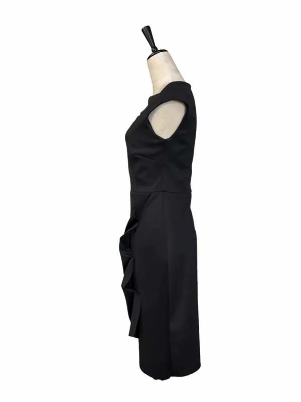 Xscape Cascade Ruffle Sheath Dress Women’s 8 Off Shoulder Cocktail Party Black - Image 6