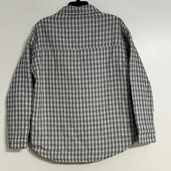 Pacsun‎ Shacket Women's S/XS Gray & White Flannel Button Down Plaid Flap Pockets - Image 8