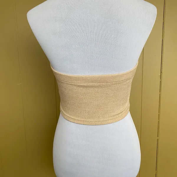 Women XS knit tube top and pull on shorts outfit tan - Image 10
