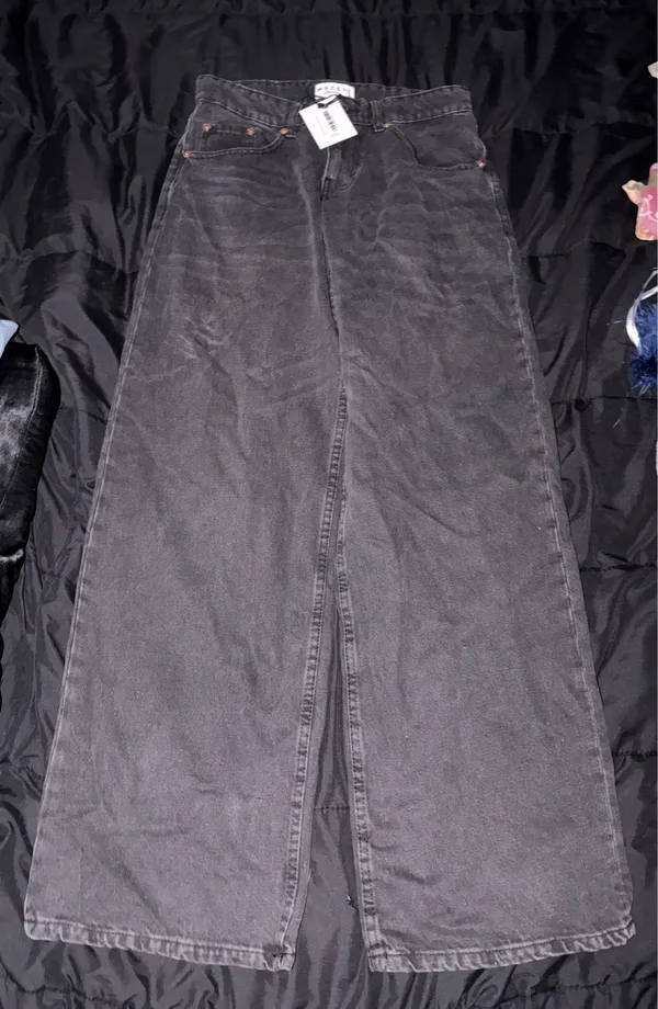 Motel roomy wide low rise jeans Washed Black Grey size 26 32 L - Image 2