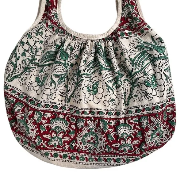 Boho Chic Floral Paisley Tote Bag Red Green Cream‎ Unbranded - Image 3