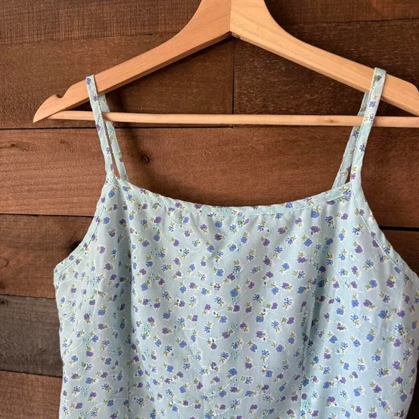 Y2K Secret Garden Blue Ditsy Floral Mini Slip Dress - Image 6