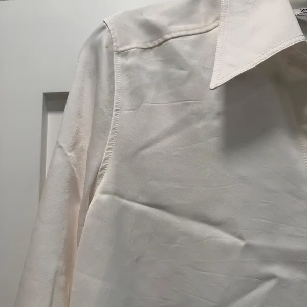 Zara White Button-Up - L (Satin-like) - Image 3