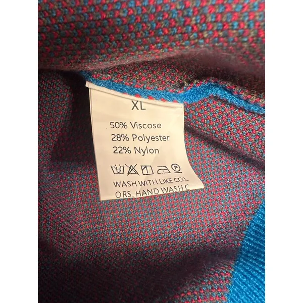 Strawberry Cardigan Women’s XL Open Front Royal Blue & Red Kitschy Fruity Whimsy - Image 3