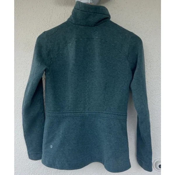 Lululemon &go Take-Off Fleece Heathered Deep Green Jacket 4 Yoga Hike Athleisure - Image 4