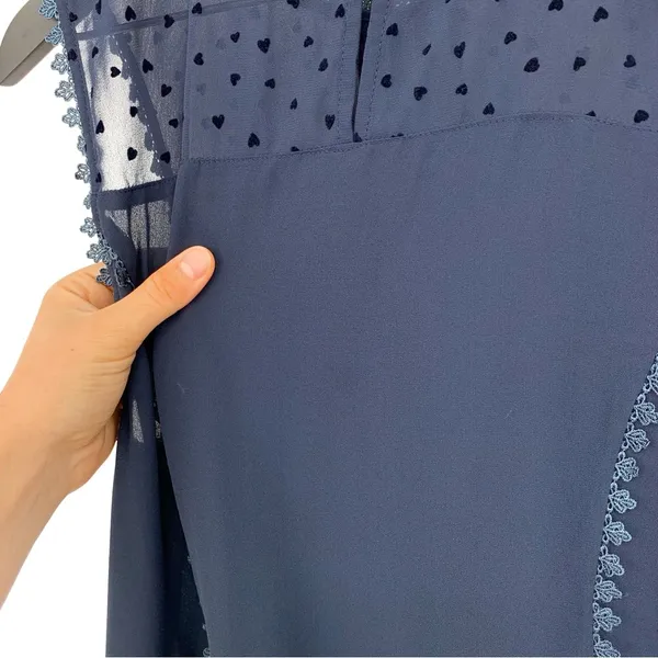 MODCLOTH Heart Tank Blouse Navy Blue L - Image 9