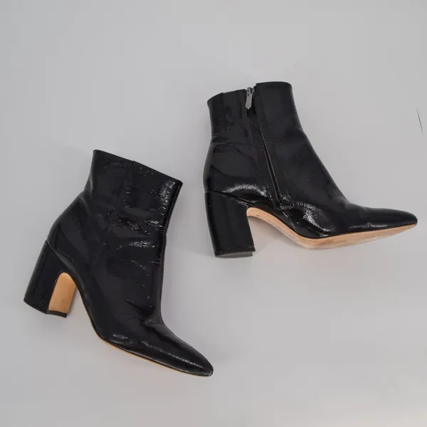 Sam Edelman Hilty 2 Patent Leather Ankle Boots Pointed Toe Block Heel Black 6.5 - Image 3