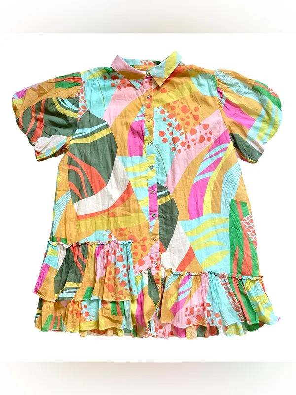 Karlie Multicolor Zebra Abstract Puff-Sleeve Mini Dress - Image 4