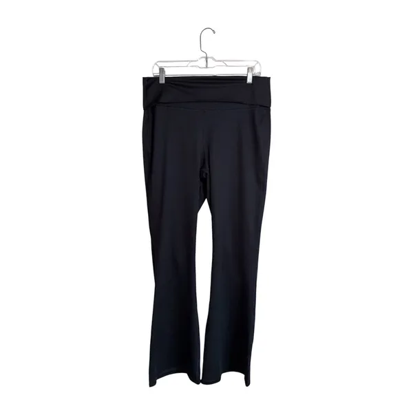 Maurices Luxe Foldover Waist Flare Leggings Black High Rise - Image 2