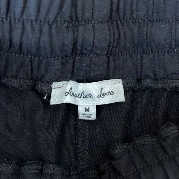Another Love Womens Drawstring Cotton Blend High Waist Shorts Black Size‎ Medium - Image 4