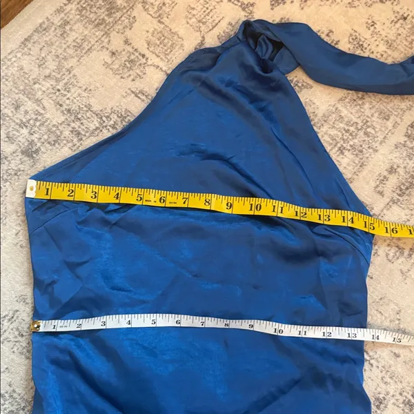 Lulus Reglan Blue Satin One-Shoulder Sash Midi Dress Size Small NWT Formal Sexy - Image 7